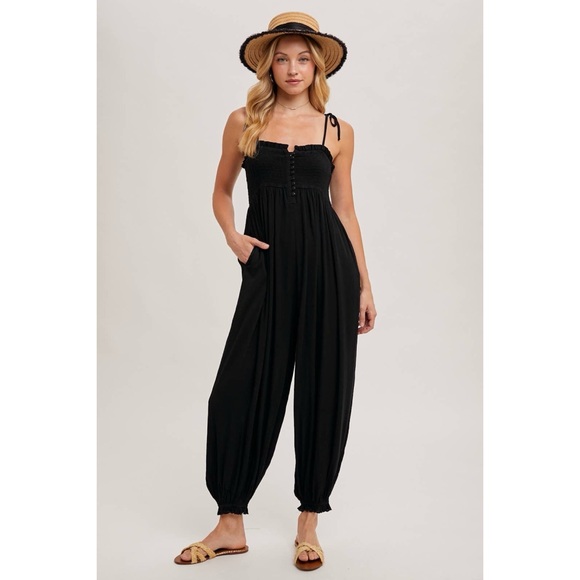 Gauze Smocked Jumpsuit - Picture 3 of 4